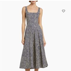 NWT Staud Wells Cotton Geometric Midi-Dress Size 8